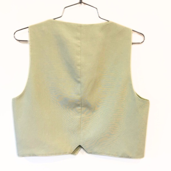 Zara Linen Blend Cropped Waistcoat Apple Green Size M - Picture 6 of 7